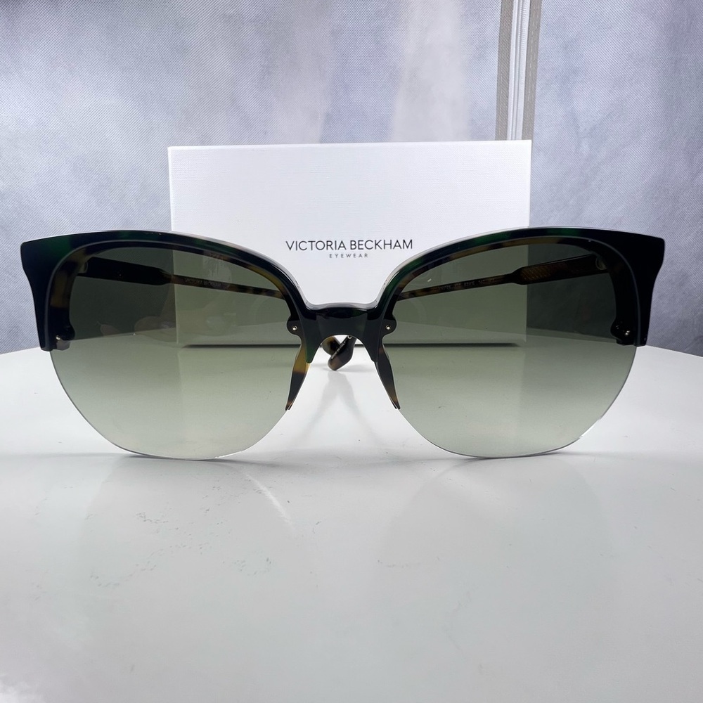 Victoria Beckham Tortoiseshell Cat Eye Sunglasses with Gradient Green Lenses